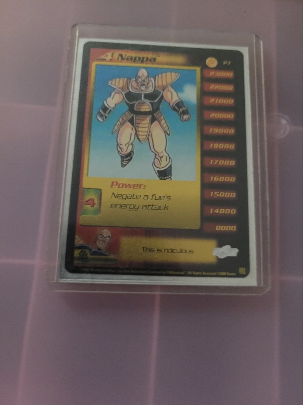 3/20$ Dragon Ball Z Nappa Trading Card - Yellow and Black